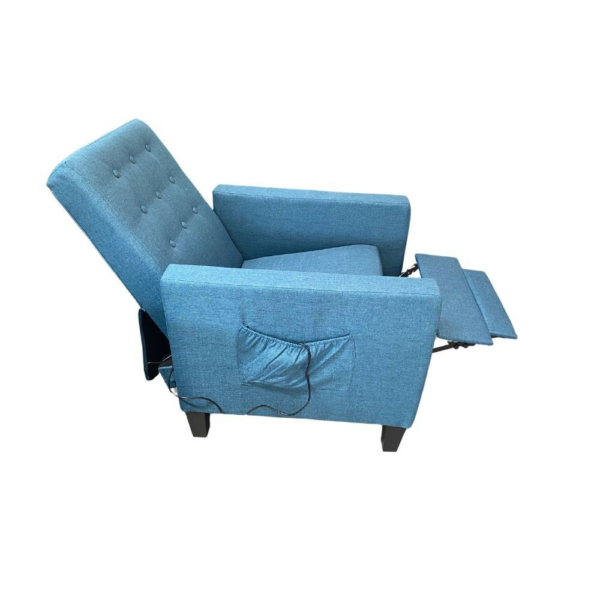 Poltrona Malea recliner 4 punti massaggianti in tessuto blu - immagine 6