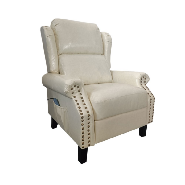 Poltrona Wing recliner 6 punti massaggianti in ecopelle colore beige - immagine 2