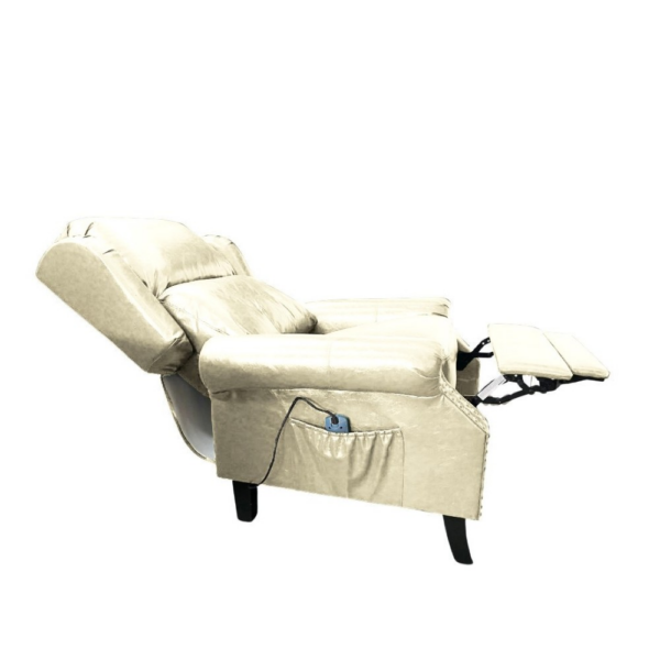 Poltrona Wing recliner 6 punti massaggianti in ecopelle colore beige - immagine 3