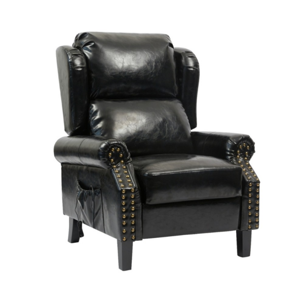 Poltrona Wing recliner 6 punti massaggianti in ecopelle colore nero - immagine 2