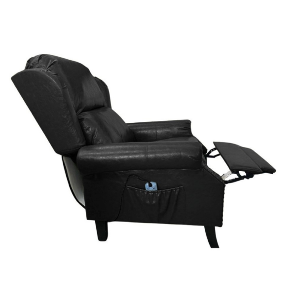 Poltrona Wing recliner 6 punti massaggianti in ecopelle colore nero - immagine 3