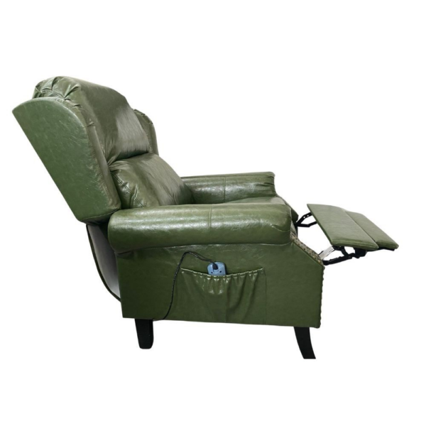 Poltrona Wing recliner 6 punti massaggianti in ecopelle colore verde - immagine 3