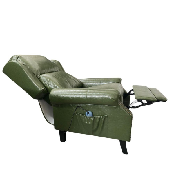 Poltrona Wing recliner 6 punti massaggianti in ecopelle colore verde - immagine 4