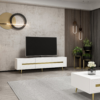 Base porta tv Jose colore bianco con inserti dorati - immagine 2