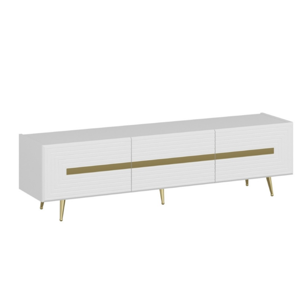 Base porta tv Jose colore bianco con inserti dorati - immagine 6