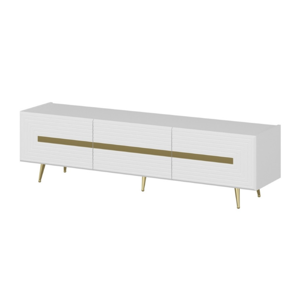 Base porta tv Jose colore bianco con inserti dorati - immagine 7