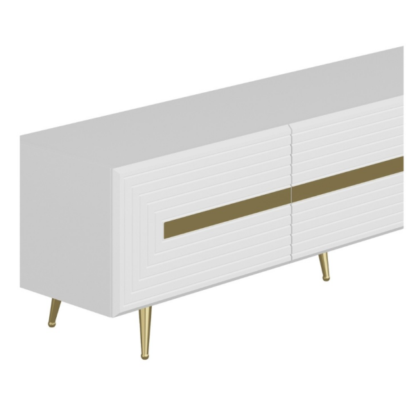 Base porta tv Jose colore bianco con inserti dorati - immagine 8