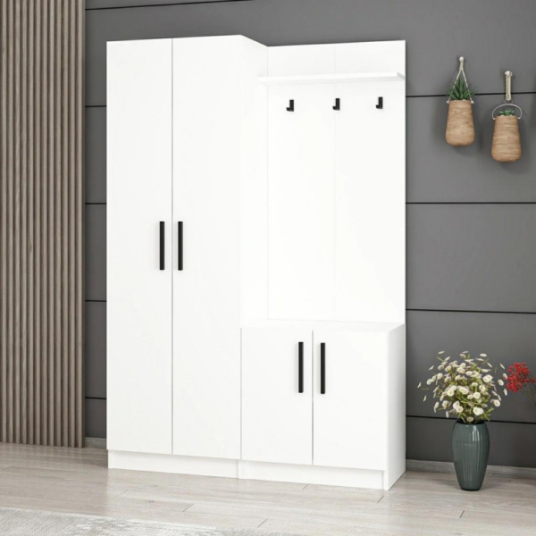 Armadio ingresso Dante con appendiabito colore bianco - immagine 3