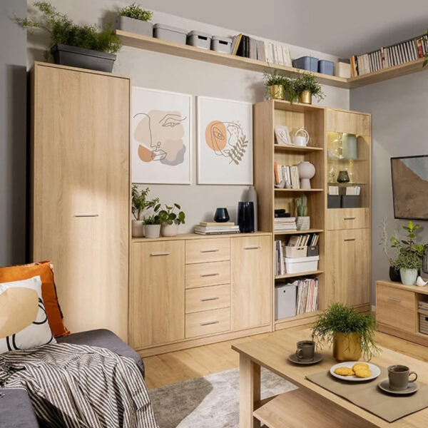Libreria Nepo con 5 nicchie a giorno colore rovere - immagine 4
