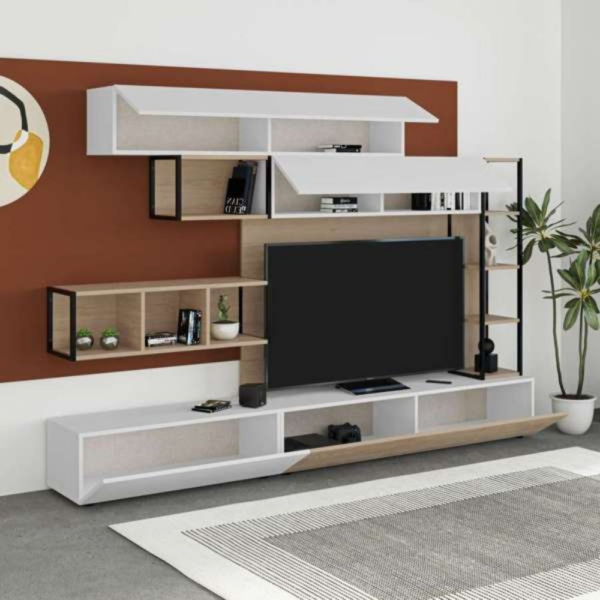 Parete attrezzata Tronador 260 cm. bianco e rovere - immagine 2