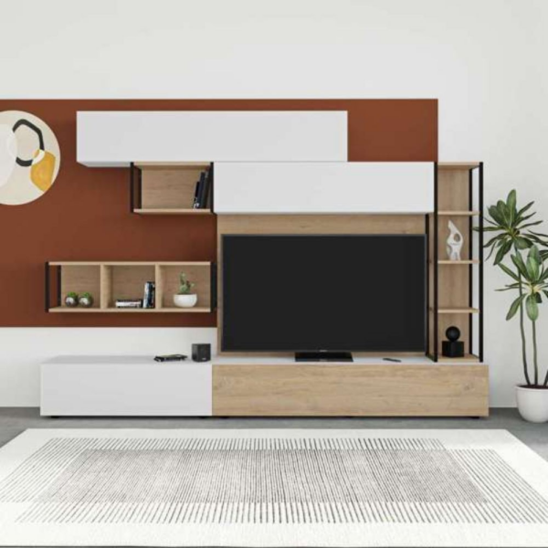 Parete attrezzata Tronador 260 cm. bianco e rovere - immagine 3