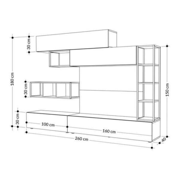 Parete attrezzata Tronador 260 cm. bianco e rovere - immagine 7