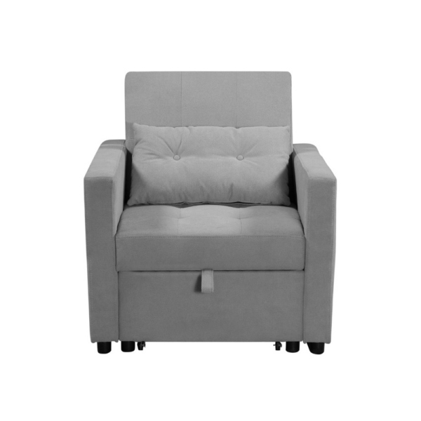 Poltrona letto Zaffiro con braccioli colore grigio chiaro - immagine 3