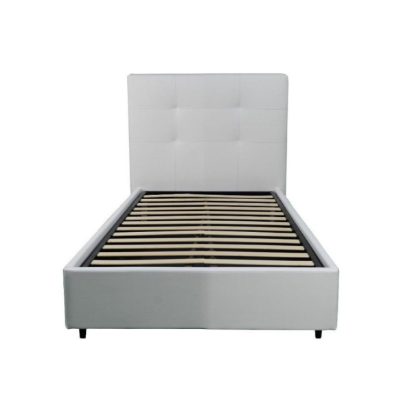 Letto singolo Ascoli contenitore in ecopelle bianco - immagine 3