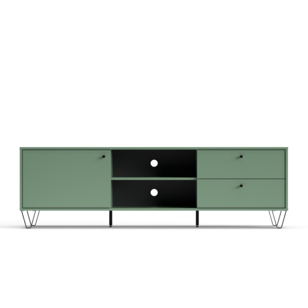 Porta TV Aldo1 con un'anta 2 cassetti e due vani a giorno colore verde - immagine 2