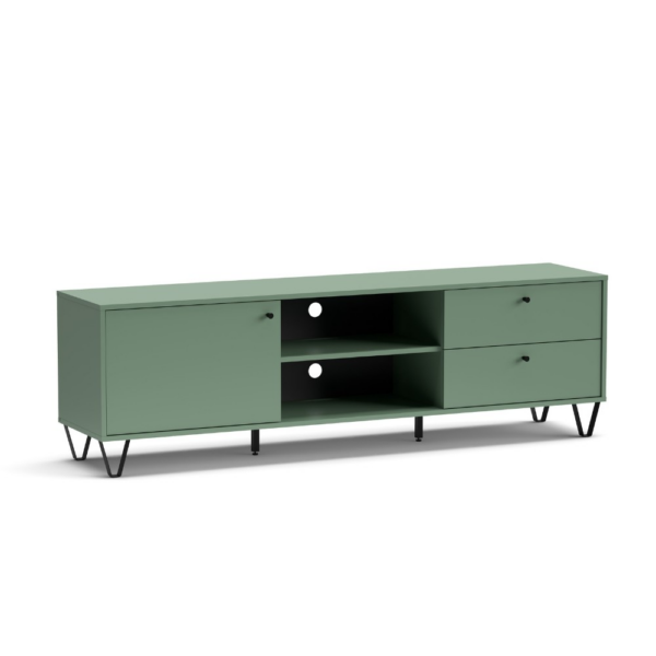 Porta TV Aldo1 con un'anta 2 cassetti e due vani a giorno colore verde - immagine 3