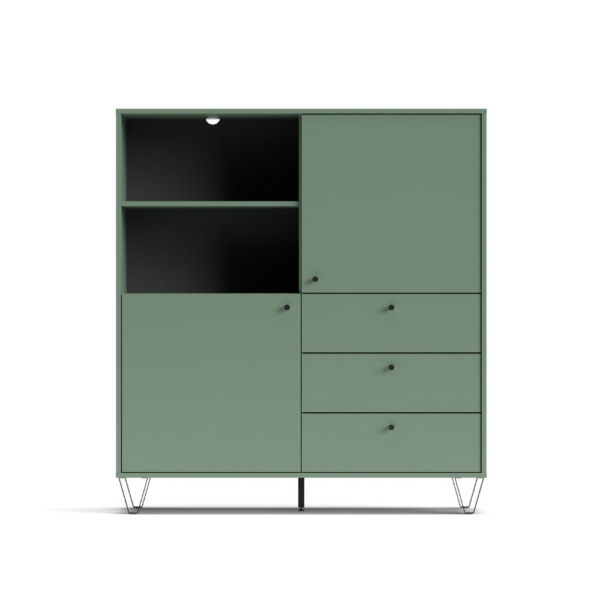 Credenza Aldo 6 con 2 ante e 3 cassetti colore verde - immagine 2