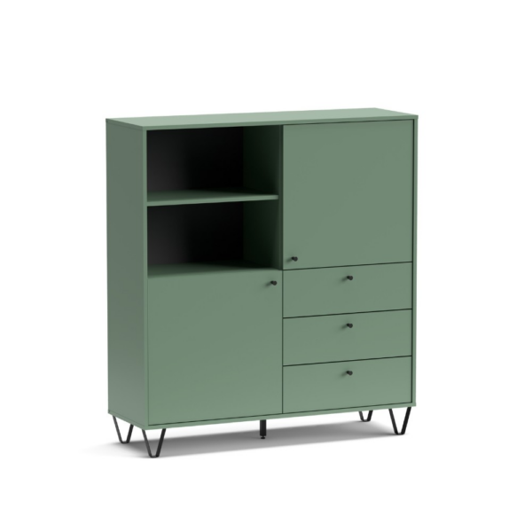 Credenza Aldo 6 con 2 ante e 3 cassetti colore verde - immagine 3