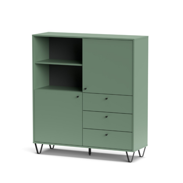 Credenza Aldo 6 con 2 ante e 3 cassetti colore verde - immagine 4