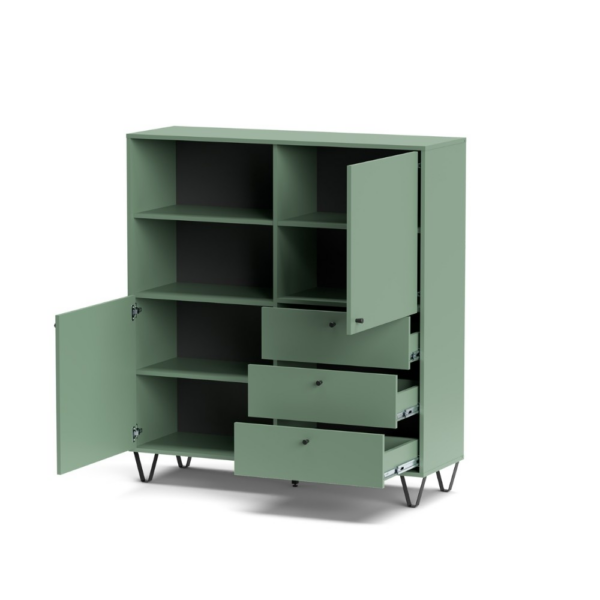 Credenza Aldo 6 con 2 ante e 3 cassetti colore verde - immagine 5