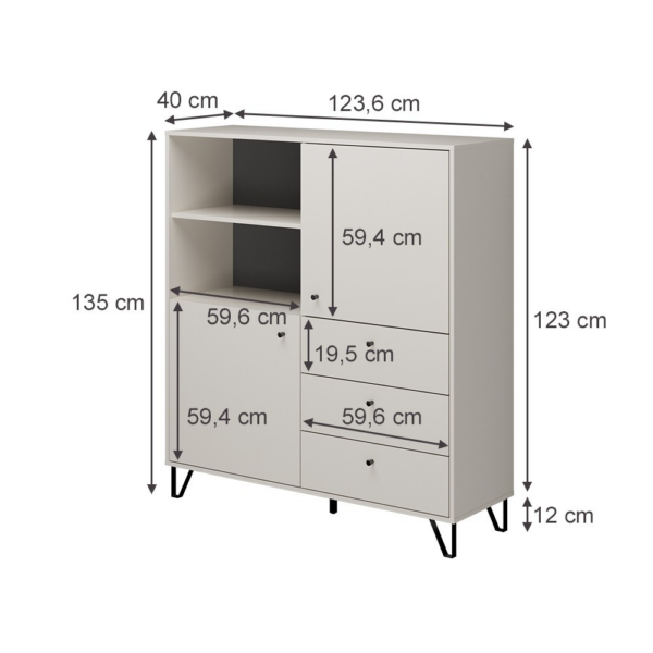 Credenza Aldo 6 con 2 ante e 3 cassetti colore verde - immagine 6