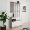 Mobile ingresso Rudolf con scarpiera colore beton e bianco