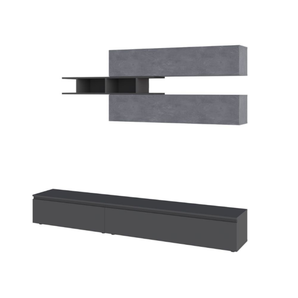 Parete attrezzata Venus colore antracite e cemento H 206.10x40x250 cm. - immagine 5