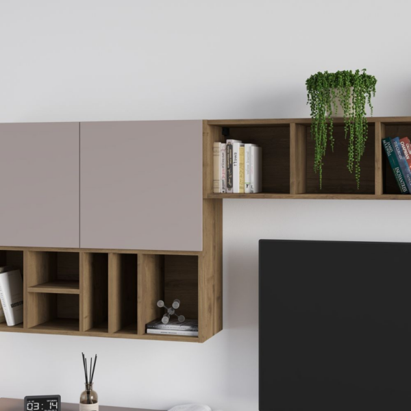 Parete attrezzata Big colore light mocha e hitit noce H 192x32.50x300 cm - immagine 4
