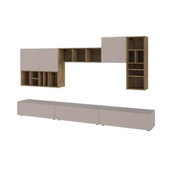 Parete attrezzata Big colore light mocha e hitit noce H 192x32.50x300 cm - immagine 5