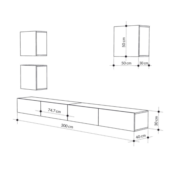 Parete attrezzata Marte colore light mocha H 170x40x300 cm. - immagine 6