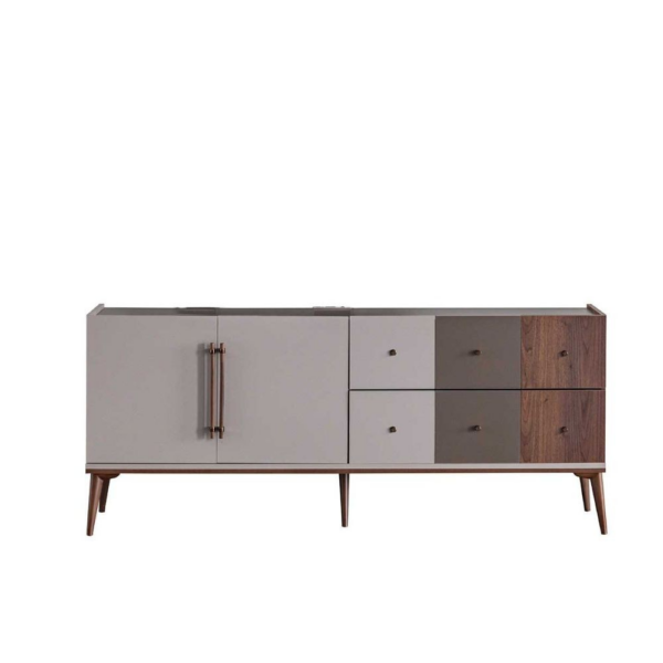 Madia Pastel 2 ante e 6 cassetti in colore beige, noce e dark coffee - immagine 3