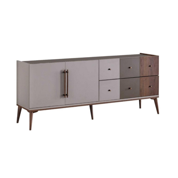 Madia Pastel 2 ante e 6 cassetti in colore beige, noce e dark coffee - immagine 4