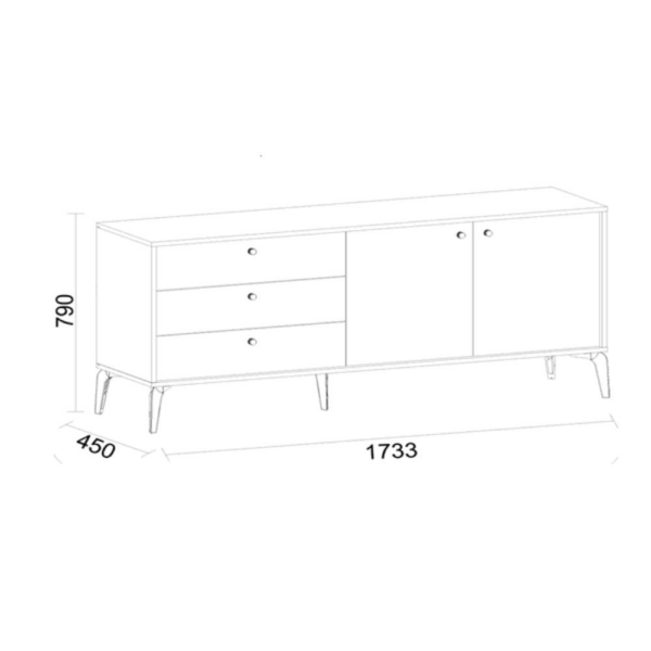 Madia Piedra 2 ante e 3 cassetti in vizion beige 170 e kaplan 321 - immagine 5