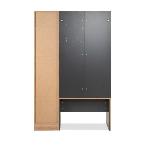 Mobile ingresso Medan 42B cannettato con 2 ante e panca colore quercia e antracite - immagine 10