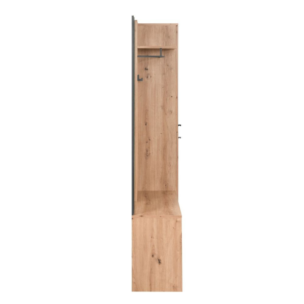 Mobile ingresso Medan 42B cannettato con 2 ante e panca colore quercia e antracite - immagine 11