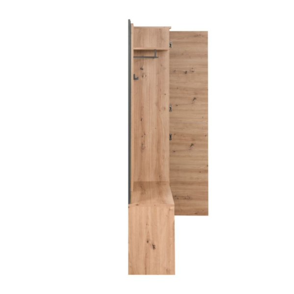 Mobile ingresso Medan 42B cannettato con 2 ante e panca colore quercia e antracite - immagine 12