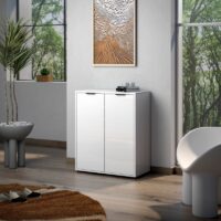 Scarpiera a 2 ante bassa JOLLY bianco lucido cm 72x86x36h