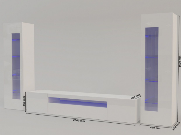 Set Soggiorno Daiquiri - 290x162x40 - Bianco Lucido - immagine 3