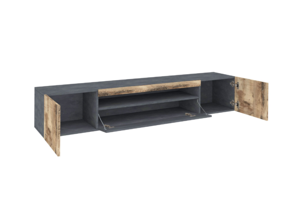 Mobile Porta TV Daiquiri - 200cm - Ardesia e Acero Pereira - immagine 3