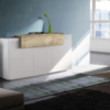 Credenza Coro Moderna 3 ante - Bianco Lucido e Acero Pereira
