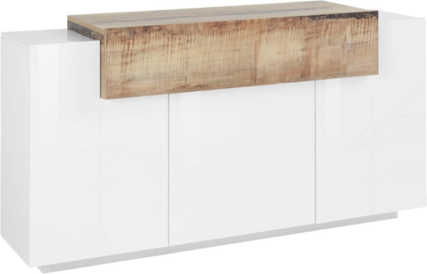 Credenza Coro Moderna 3 ante - Bianco Lucido e Acero Pereira - immagine 4