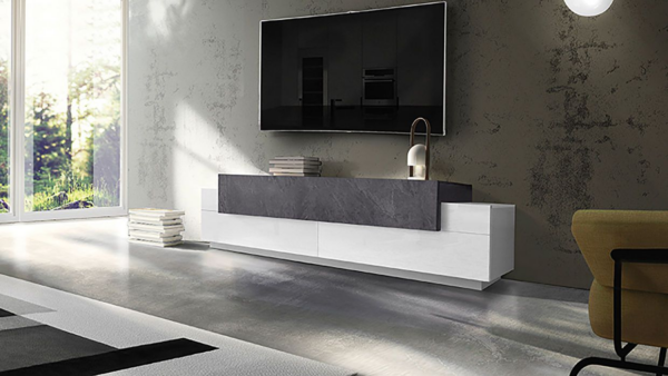 Credenza Coro Moderna 2 ante - Bianco Lucido e Report