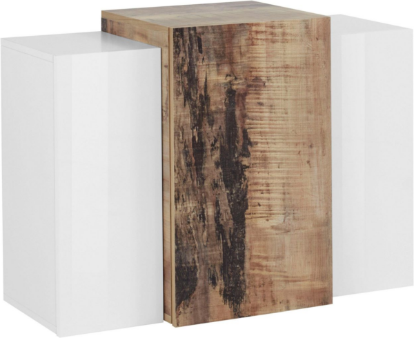 Pensile Coro - 90x65,5x38 - Bianco Lucido e Acero Pereira - immagine 3