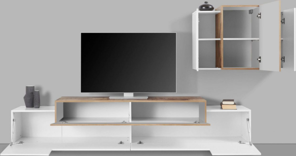 Set Soggiorno Coro 240 - Mobile + Pensile - Bianco e Acero Pereira - immagine 2