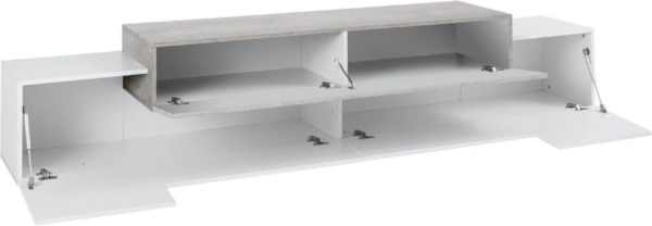 Mobile Porta TV Coro 240 - Bianco Lucido e Cemento - immagine 2