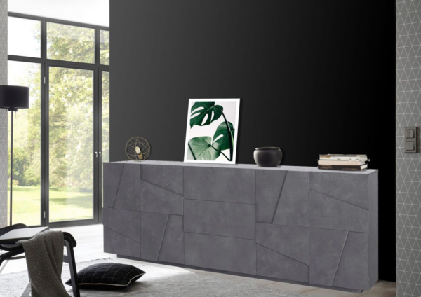 Credenza Ping 220 - 4 ante/3 cassetti - Ardesia