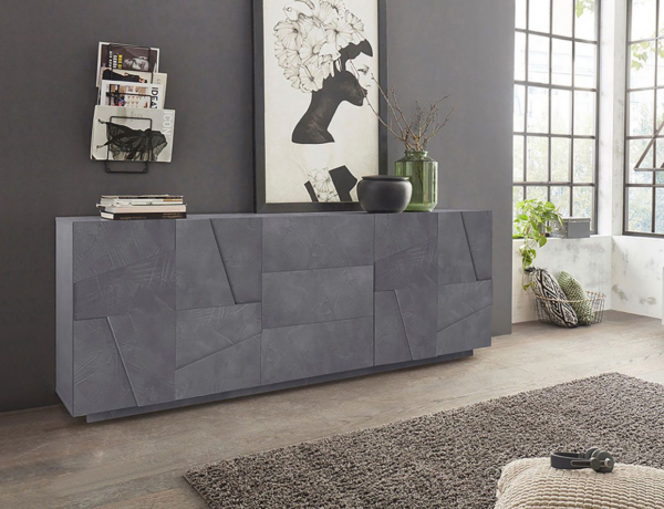 Credenza Ping 220 - 4 ante/3 cassetti - Ardesia - immagine 2