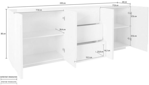 Credenza Ping 220 - 4 ante/3 cassetti - Ardesia - immagine 3