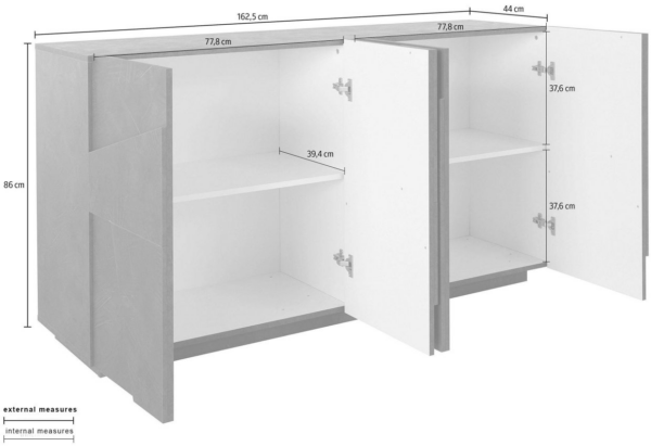 Credenza Ping 160 - 4 ante - Ardesia - immagine 3