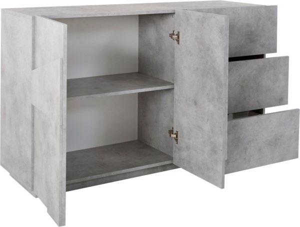 Credenza Ping 140 - 2 ante/3 cassetti - Cemento Bronx - immagine 2